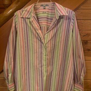 Pastel striped Blouse (Foxcroft)-Size 16